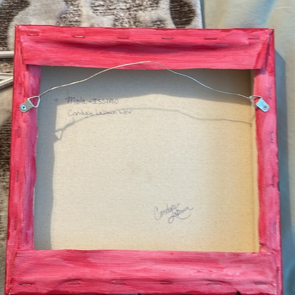 Acrylic. 1x1x2inch depth. On canvas. Signed. Titled Mola-issimo. Ready to hang - Picture 2 of 3